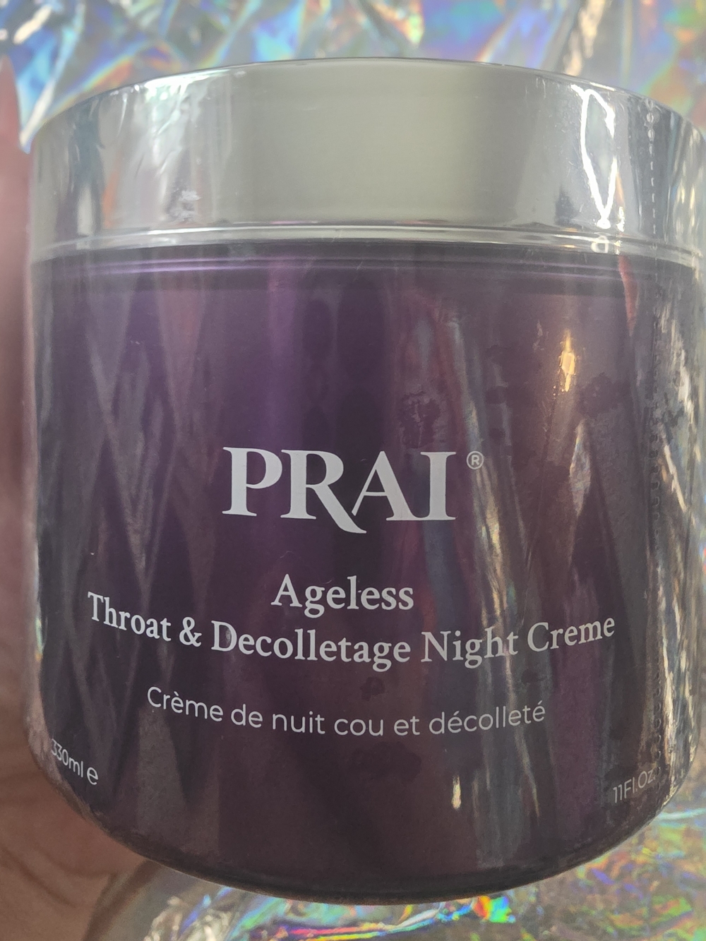 PRAI Ageless Night Creme Jar in Deep Purple THROAT & DECOLLETAGE (FRENCH)